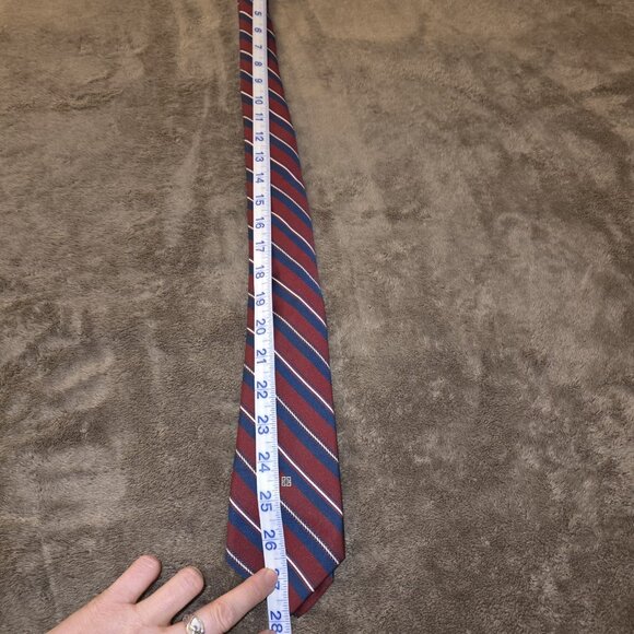 Givenchy Signature Collection Tie Red Navy Stripe Career Formal - Picture 10 of 11